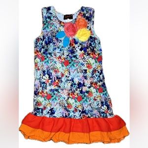 Zaza- Girls Floral Dress Ruffle Bottom- Spring/ Summer- Boutique Style- SIZE 4